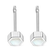 Mother of Pearl Hexagon Silver Stud Earrings, e373st